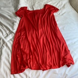 Coral T Shirt Dress with Open Back